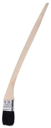 sourcing map Doblado Radiador Pintar Pincel 16 Largo 1.5 Ancho Cerda con Largo Madera Mango para Pared Tratamiento Negro