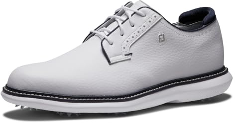 FootJoy Scarpe da golf da uomo Traditions Blucher, Bianco/Bianco/Blu marino, 8.5 Wide