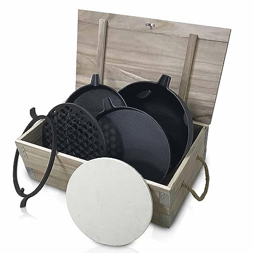 ACTIVA Grillrost Einsatz Set I Premium Rost Set inkl. Grillplatte, Pfanne, Grillgitter und vieles mehr I Hochwertiges Grillrost Set aus Gusseisen