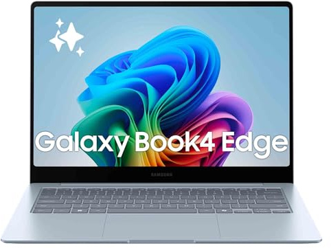 Samsung Galaxy Book4 Edge Ordinateur Portable avec IA 14’’, Copilot+ PC, Snapdragon X Elite X1E-80-100, Mémoire 16 Go, Stockage 512 Go, Gris Glacier