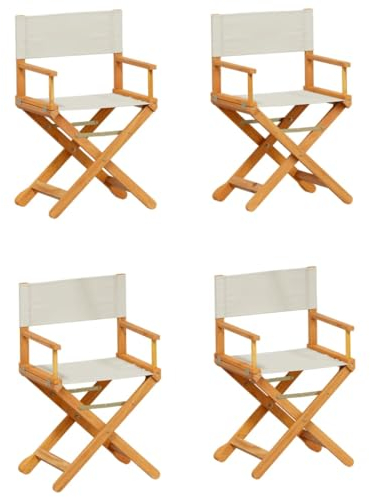 vidaXL Set di 4 sedie pieghevoli in tessuto bianco crema