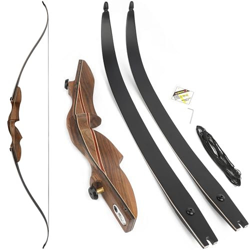 60Zoll ILF Recurvebogen Holzbogen Takedown Recurvebogen 30-60Lbs für Erwachsene Bogenschießen Rechtshänder Jagdbogen (Nur Bogen, 40 Pfund.)