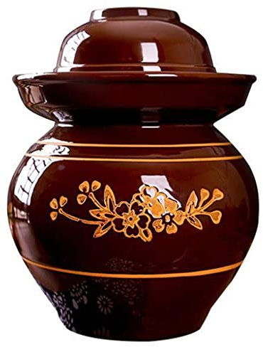 BCJMKDX Vaso di fermentazione. Grande Vaso in Ceramica con Coperchio, Kit di fermentazione Tradizionale Cinese Coccio con Coperchio a Tenuta d'Acqua(3KG)