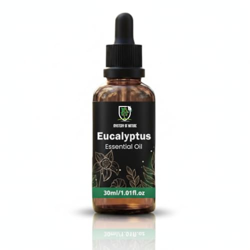 Mystery Of Nature Eucalyptus Essential Oil 30ml, 100% Pure Eucalyptus Globulus Essential Oils for Diffusers for Home, Air Freshener Diffuser Oil with Glass Dropper, Aromatherapy & DIY Home