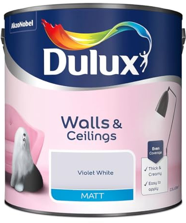 Violet White Walls & Ceilings Matt Emulsion Paint 2.5L – Smooth Creamy Finish, Quick Dry, Low VOC, Easy Application for Interior Walls & Ceilings