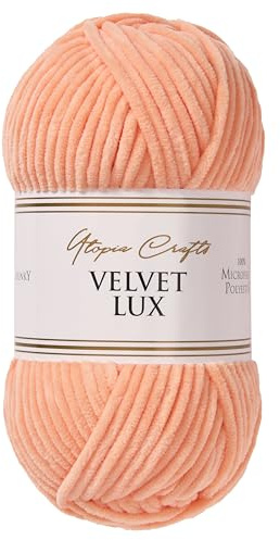 Utopia Crafts Velvet Lux Chenille Yarn 100g (Apricot Bloom)