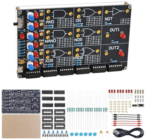 BANRIA Kit di saldatura per circuiti logici fai da te - Kit di apprendimento per cancello logico di base con simulazione LED interattiva, kit di pratica di saldatura elettronica per studenti delle