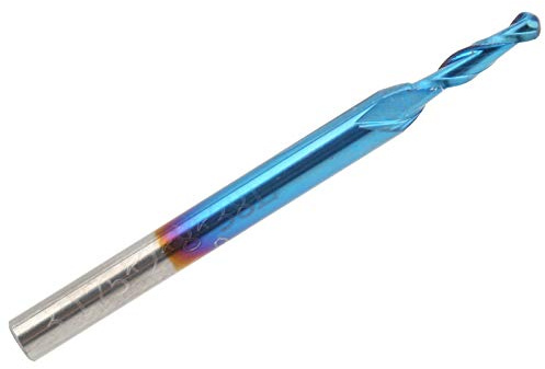 Fresa a Sfera, Ballnose Cutter in Acciaio al Tungsteno 3.175x1.5x8mm, Rivestimento Blu - Alta Durezza, Resistente all’Usura, Per Incisioni e Fresatura 3D