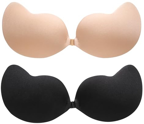 Stycizom Reggiseno Senza Spalline, Set da 2 Pezzi, Push-Up, Invisibile, Senza Schienale, Cuscinetti Adesivi per Seni Grandi E Piccoli, Ideale per Abiti da Sposa E Abiti Senza Schienale