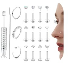 Diamday 15 Piezas Piercing Tragus Helix Mujer Piercing Nariz Acero Quirurgico Pendientes Pequeños Hipoalergénico piercing oreja Oro Plata Tragus Helix Conch Nariz Labio Oreja Piercings