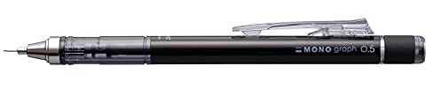 Tombow MONO graph mechanical pencil 0.5 mm, black, HB, precise drawing with 4 mm tip, shaking mechanism, incl. refillable eraser [SH-MG11]