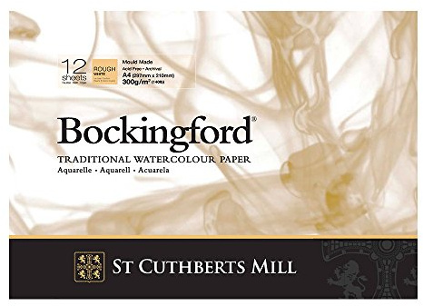 ST CUTHBERTS MILL Bockingford A4 300 gsm akvarell te handduk kornpapper, 12 ark, vit
