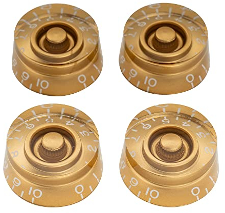 Musiclily Pro Imperial Zoll Gitarre Knöpfe Zylinder Potiknöpfe Speed Knobs für USA Les Paul Style E-Gitarre, Gold (4er Set)