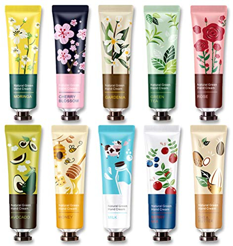Crema de manos, 10 minicremas de manos exfoliantes, antisecas, suaves y finas, iluminan hidratantes y nutritivas para manos, set de regalo de crema de manos para jardineros, crema de manos