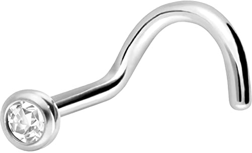 PIERCINGLINE Titan näspiercing spiral 2 mm KRISTALL Nostril piercing näsplugg, Titan,
