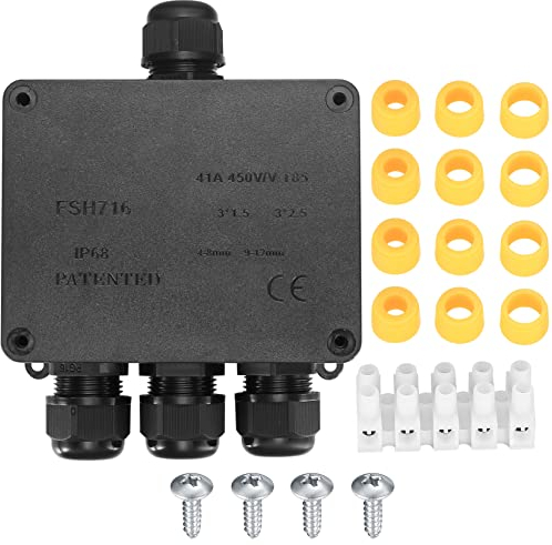 Boîte de Jonction étanche IP68, Boite de Derivation Etanche Exterieur, Boîtier de Connecteur de Câble 4 Voies Connexions pour Câble Ø4mm-12mm, Plastique