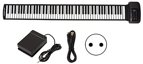 88 Tasten Roll Up Piano, Bluetooth Roll Up Keyboard Piano mit LED Digital Tube Display MIDI Funktion Flexibles Roll Up Piano(EU)