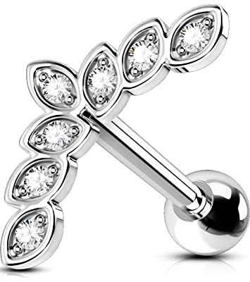 OUFER 16G Helix Earring Piercing Conch Ring Studs Cartilage CZ Upper Stainless Steel Top Lower Ear Tragus Jewellery Lobe for Women Girls