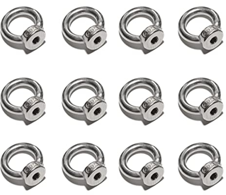 HOUSON 12 tuercas anulares M6, acero inoxidable 304, tuerca de ojal, perno de ojo redondo, acero inoxidable para fijación y colgar (tuerca anular M6)