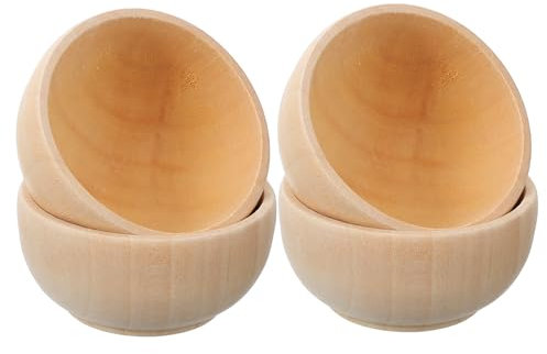 UPKOCH 4 Pezzi Set Piccola Ciotola Di Legno Mini Ciotole Antipasto In Legno Rayan Per Ciotola Di Cucina Simulata Piccola Di Mini Modello Di Posate Fai Te