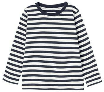 NAME IT Jungen Nmmsalmo Nreg Top Noos Langarmshirt, Dark Sapphire/Stripes:y/D Stripe, 122-128 EU