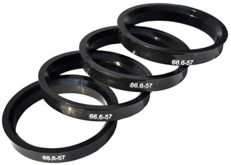 TNSRAY Anillos de centrado, 4 Pieza Unidades Anillos de centrado, Anillos de centrado para Llantas de plástico, 66,6-57,1/66,6 a 57,1 Anillos de centrado para Llantas de plástico, Negro
