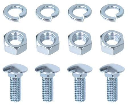 CHENACC Chrome Bumper Bolts Kit 7/16 Carriage Blots Capped Round Head Compatible with Ford 7/16-14x1-1/4 (4 Set); Front Rear Bumper Bolts, Hex Nuts, and Lock Washers