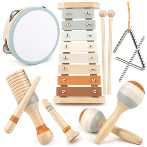 Vanplay Musikinstrumente für Kinder Kinderspielzeug ab 3 Jahre holzspielzeug Trommel Xylophone für Kinder Baby Musikspielzeug