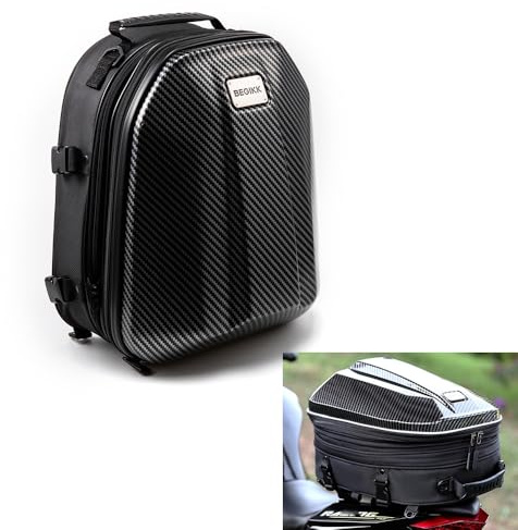 evomosa Borsa posteriore per moto Borsa per sedile posteriore Impermeabile Grande capacità Bagaglio da viaggio universale per moto Borsa a tracolla (Fibra di carbonio)