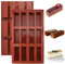 2 Stück Silikonform Müsliriegel Backform, 12 Löcher Antihaft Silikonform Riegel Rechteckig Energieriegel Backform, Geeignet für Müsliriegel, Schokolade, Pudding, Brownie, Käsekuchen und Seife (Braun)