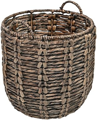happimess BSK1003B Laurel 19.49 Bohemian Handwoven Abaca Hamper Basket with Handles, Brown for Storage and Decoration in Bathroom, Bedroom, Living Room