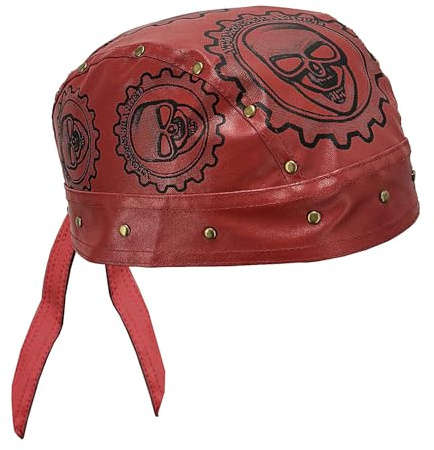 Red Women Bandana Doo Do Rag Headwrap Skull Rivet Cycling Beanie Cap