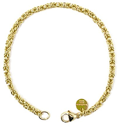Tendenzalia Byzantiner kungligt armband rund original italiensk kedja 18 k guld dubbel 4 mm bred längd 26 cm armband för kvinnor och män