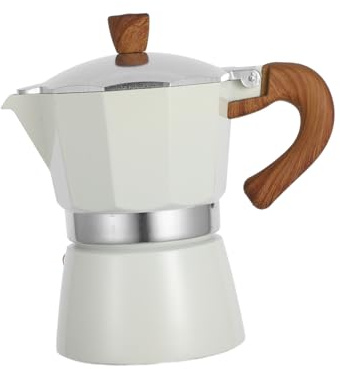 COLLBATH Cafetera Para Espresso Italiana 150ml Crema Blanca Olla Manual Mango Anti-calor Uso Doméstico Cocina Restaurante Set 1-3 Personas