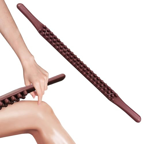 Gua Sha träterapi massageverktyg, myofascial massageapparat med 59 pärlor, fasciarulle för helkroppsapplikation, cellulitmassageverktyg