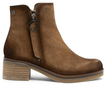 Porronet Botines de piel con cremallera diana Mujer | Serraje suave, tacón de 5 cm, cierre de cremallera, suela antideslizante, forro suave, hechos a mano en España, para invierno