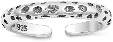 7K Zehenring aus 925 Sterling Silber als Fußschmuck oder Fingerring für Damen, Herren und Kinder, offener Midi Ring, verstellbar, Modell 2