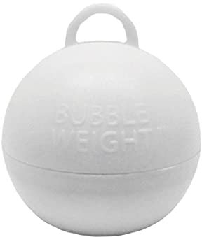 Creative Party Bulk Pack of 25, Bubble Balloon Weights White 35g, for Helium Gas Inflated Balloons, Feat. Ribbon Loop/Hoop Holder, to stand on Floor or Table, Balloon Weight/Holders/Stand, BW016