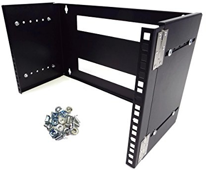 CNAweb 6U 19-Inch Hinged Extendable Wall Mount Bracket Network Equipment Rack - Black
