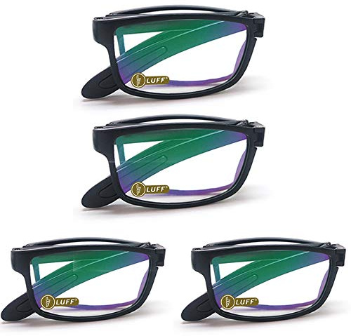 LUFF 4 Pairs of Reading Glasses,More Comfortable and Portable to Wear,Compact and Stylish, Foldable,High-definition Anti-blue Reading Glasses for Men and Women.
