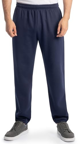Fruit of the Loom Men's Eversoft Fleece Elastic Bottom Sweatpants with Pockets, Relaxed Fit, Moisture Wicking, Breathable Track Pants, Navy, Small