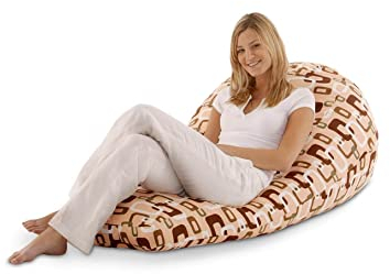SMOOTHY Original Beany Cotton Indoor XXL Sitzsack 250L Riesensitzsack Sitzkissen Sessel aus Baumwolle für Kinder & Erwachsene (Choc-Muster)