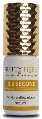 PRETTY FLEEK | Professional Lash Adhesive | Ultra Strong Eyelash Extension Glue 0.5s | Fast Drying | Retention 30-45 Days | Low/Mild Smell & Irritant | 5ml | Adhesive Glue | For Lash Techs