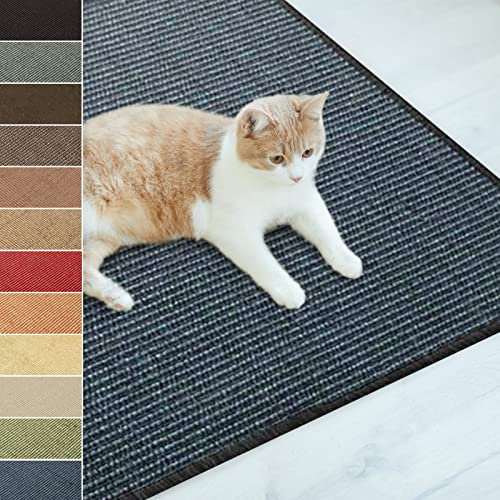 casa pura Alfombra de sisal natural para gatos Alfombra de rascado para gatos Opciones de rascado para gatos Muebles de rascado para gatos para pared o suelo - resistente y lavable 50 x 100 Azul