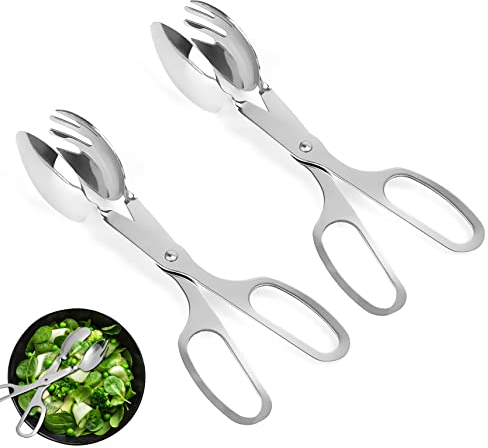 2 Pezzi Pinza Per Insalata A Forbice,In Acciaio Inox Per Barbecue Pinza Cottura Cibo Pinze Buffet A Forbice Pinze Pinze Da Cucina Multifunzione Per Torte,Pane,Barbecue,Snack Vari,Cucina Accessori