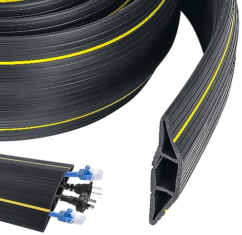 SDLDEER Boden Kabelbrücke, 3 Meter PVC Kabelkanal Boden Flach, Kabelkanal Fußboden Bodenkabelschutz, Boden-Kabelabdeckung zum Büro, Werkstatt, Lager, Konzert usw