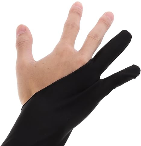 UPKOCH Artist Drawing Gloves - Breathable Anti-Slip Gloves for Graphic Tablet, Pad, Paper Sketching, Left & Right Hand, Soft Polyester L Size (16.9x4.3in, Black)