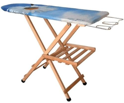 La zappa Tabla de planchar de 114 x 37 cm con estructura de haya y reposapiernas de hierro con capacidad máxima de 4 kg