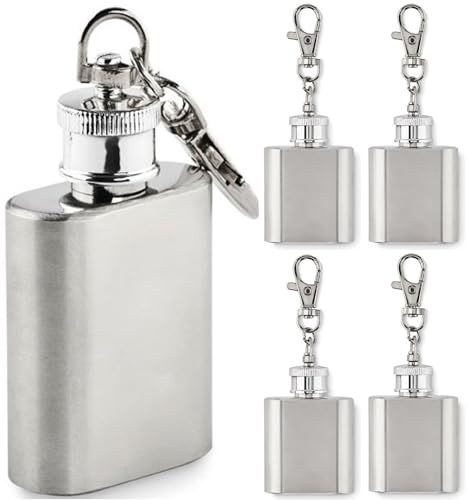Mini petaca de 30 ml, llavero Hip Flask de acero inoxidable, petaca para frutero, whisky, coñac, senderismo, esquí, exterior, 1, 2, 3 o 5 unidades (2)