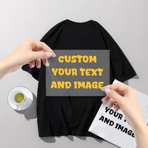 Personalisierte Bügelaufkleber Sticker Abziehbilder Individuelle Wärmeübertragungsaufkleber für T-Shirts/Kleidung/Taschen/Schuhe/Hüte DTF-Transfers druckfertig, DIY Ihr Foto/Text/Logo/Buchstabe (Ihr
